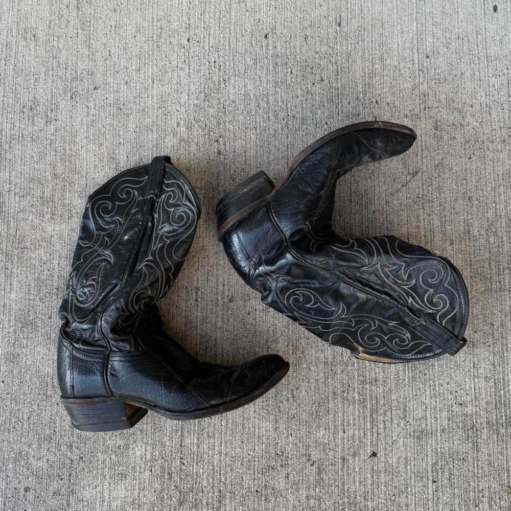 VINTAGE BLACK TONY LAMA COWBOY BOOTS